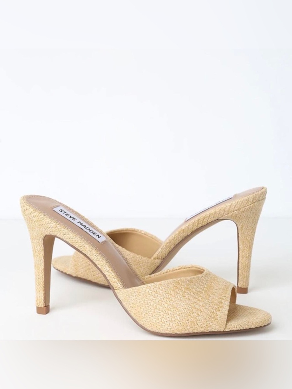 Steve Madden Erin Raffia Open-Toe Mule Heels